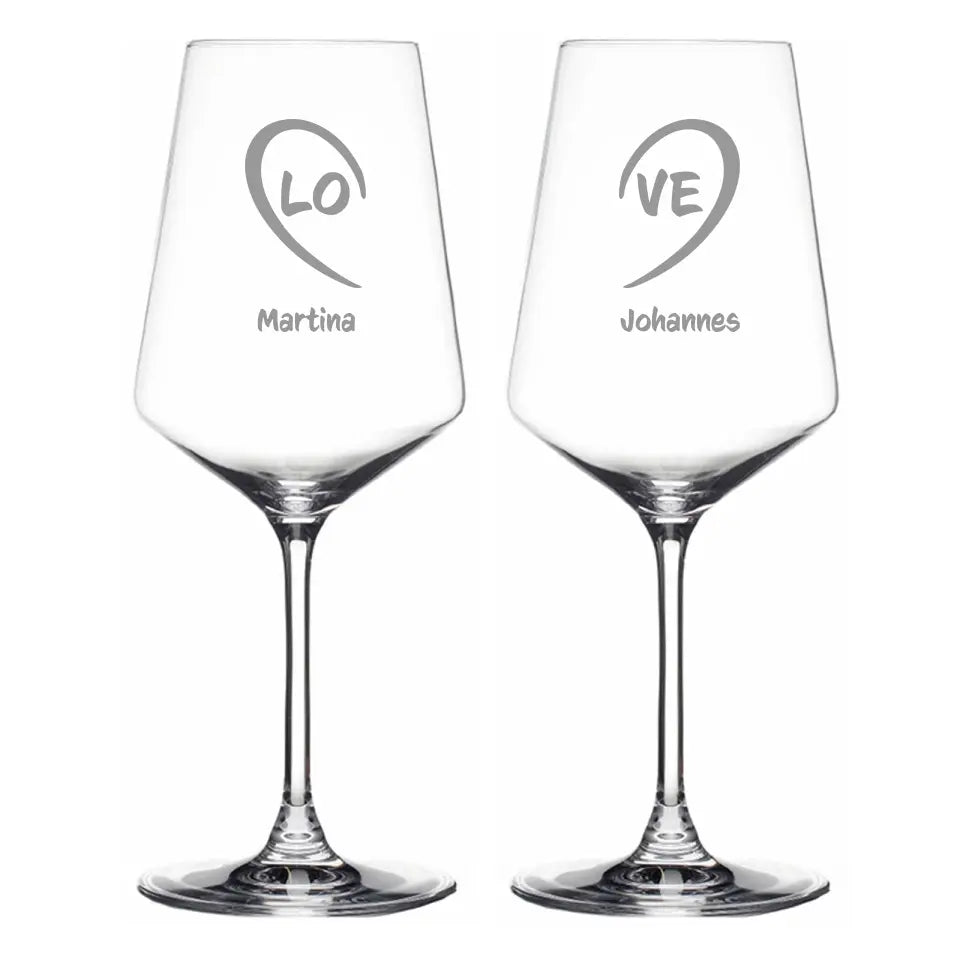 "LOVE" 2er-Set Weinglas mit Gravur
